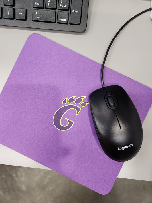 Purple and Gold Gclaw mousepad