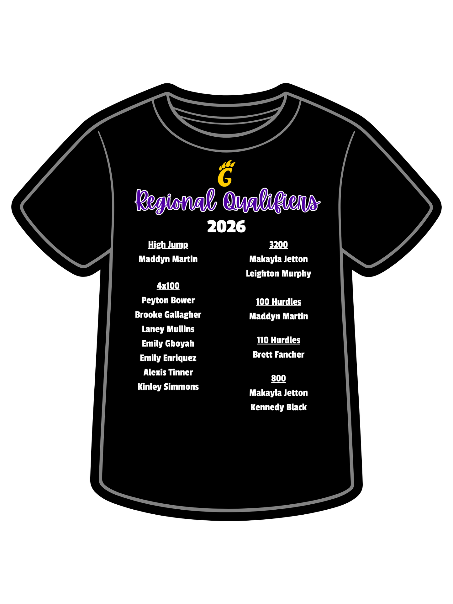 Regional Track Tshirts